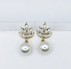 Large Pearl Dangle Crystal Studs, Wedding Bridal Bridesmaid Glam Pearl Drop Fashion Stud Earrings, CZ Diamond Pearl Earrings - KaleaBoutique.com