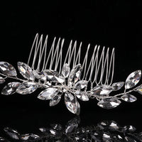 Large Rhinestone Wire Brides Hair Comb, Wedding Crystal Flower Hairpiece, Bridal Clear Crystal Vine Hair Comb - KaleaBoutique.com