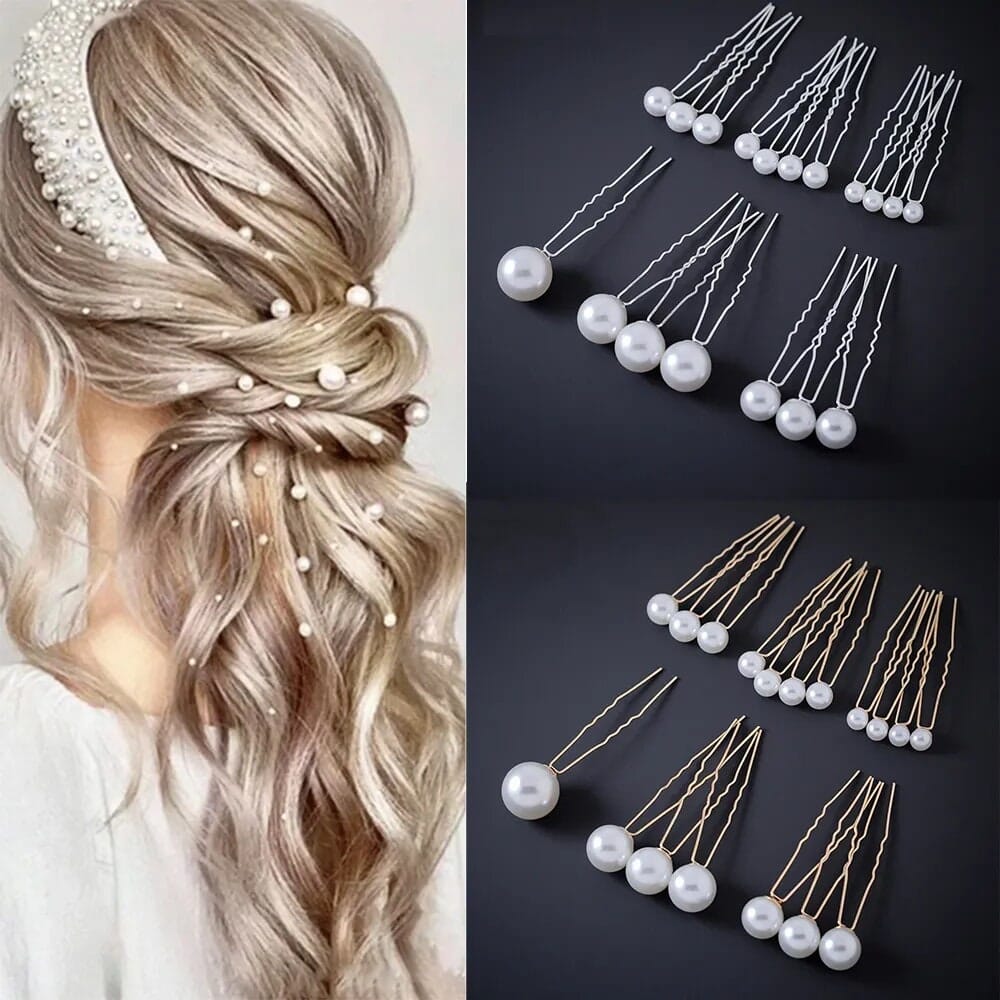 Large Small Pearl 18 PC Hairpin Set, Wedding Pearl Bridal Hair Pin Set, Minimalist Bridal Pearl Hairpiece Set - KaleaBoutique.com
