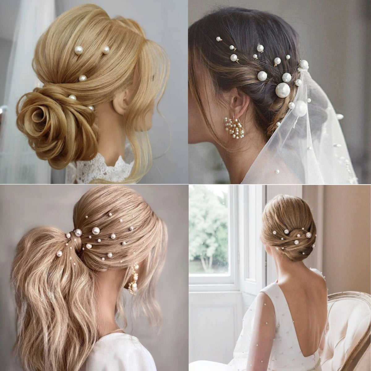 Large Small Pearl 18 PC Hairpin Set, Wedding Pearl Bridal Hair Pin Set, Minimalist Bridal Pearl Hairpiece Set - KaleaBoutique.com