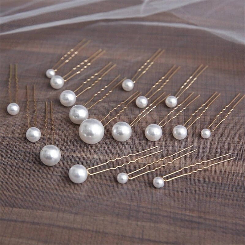 Large Small Pearl 18 PC Hairpin Set, Wedding Pearl Bridal Hair Pin Set, Minimalist Bridal Pearl Hairpiece Set - KaleaBoutique.com