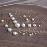 Large Small Pearl 18 PC Hairpin Set, Wedding Pearl Bridal Hair Pin Set, Minimalist Bridal Pearl Hairpiece Set - KaleaBoutique.com