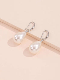 Large Teardrop Pearl Earrings, Bridal Silver Pearl Drop Earrings, Minimalist Dangle Pearl Earrings - KaleaBoutique.com
