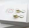 Large Teardrop Pearl Earrings, Bridal Silver Pearl Drop Earrings, Minimalist Dangle Pearl Earrings - KaleaBoutique.com