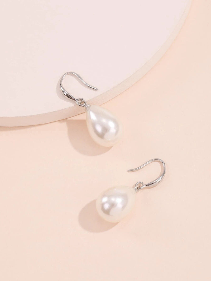 Large Teardrop Pearl Earrings, Bridal Bridesmaid Glam Silver Pearl Drop Earrings, Minimalist Dangle  Fashion Pearl Earrings - KaleaBoutique.com