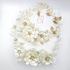 Large White Flower Bridal Hair Vine, Wedding Floral Head Wreath Hairpiece, Pearl Hair Wire Headpiece for Bride - KaleaBoutique.com