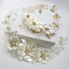 Large White Flower Bridal Hair Vine, Wedding Floral Head Wreath Hairpiece, Pearl Hair Wire Headpiece for Bride - KaleaBoutique.com