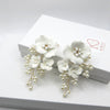 Large White Flower Dangle Earrings, Bridal Floral Earrings, Wedding Big Flower Pearl Statement Earrings - KaleaBoutique.com