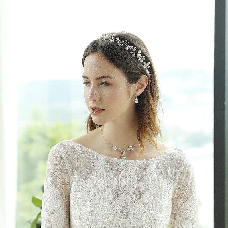 Long Back Drop Crystal Necklace, Bridal Crystal Y-Necklace, Wedding Pearl CZ Diamond Backdrop Necklace - KaleaBoutique.com