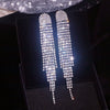 Long Multi Strand Rhinestone Earrings, Wedding Prom Dangle Stud Earrings, Dangle Crystal Chandelier Earrings - KaleaBoutique.com