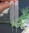 Long Multi Strand Rhinestone Earrings, Wedding Prom Dangle Stud Earrings, Dangle Crystal Chandelier Earrings - KaleaBoutique.com