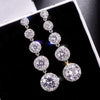 Long S925 Silver Plated Crystal Earrings, Luxury Bridal CZ Diamond Wedding Dangle Stud Earrings - KaleaBoutique.com