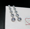 Long S925 Silver Plated Crystal Earrings, Luxury Bridal CZ Diamond Wedding Dangle Stud Earrings - KaleaBoutique.com