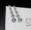 Long S925 Silver Plated Earrings, Diamond Crystal Tassel Studs, Luxury Wedding Dangle Studs, Bridal CZ Diamond Long Statement Earrings - KaleaBoutique.com