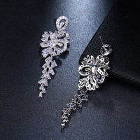 Large CZ Diamond Chandelier Earrings, Wedding Crystal Stud Earrings, Long Crystal Dangle Bridal Earrings - KaleaBoutique.com