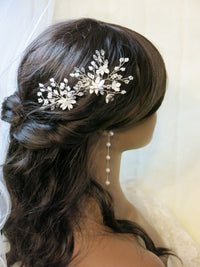Metal White Flower 2 PC Hairpin Set, Wedding Rhinestone Crystal Large Floral Hair Pins for Brides - KaleaBoutique.com
