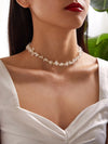 Natural Milky White Quartz Necklace, Minimalist Gem Nugget Choker Necklace, Bridal Genuine Gem Necklace - KaleaBoutique.com