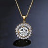 Minimalist Circle Crystal Pendant Necklace, Bridal Small 14K Gold Plated Pendant, Wedding CZ Diamond Necklace - KaleaBoutique.com