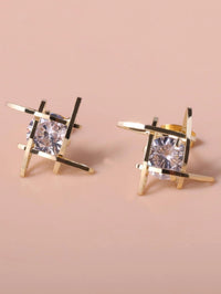 Minimalist Solitaire CZ Crystal Stud Earrings, CZ Diamond Gemstone Studs, Wedding Bridal or Bridesmaid 6 MM Earrings - KaleaBoutique.com