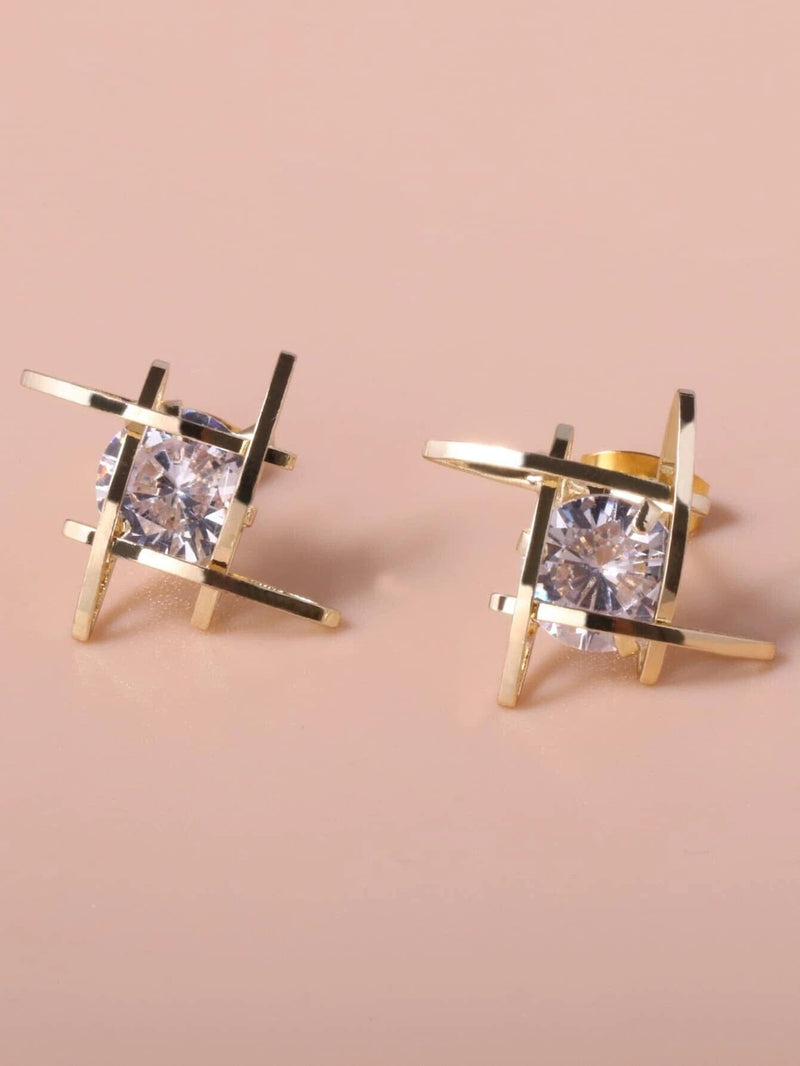 Minimalist Solitaire CZ Crystal Stud Earrings, CZ Diamond Gemstone Studs, Wedding Bridal or Bridesmaid 6 MM Earrings - KaleaBoutique.com