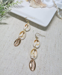 Natural Cowrie Seashell Earrings, Tropical Getaway Boho Shell Jewelry, Dangle Sea Shell Beach Earrings - KaleaBoutique.com