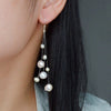 Natural Freshwater Baroque Pearl Earrings, Floating Multi Strand Pearl Studs, Bridal Dangle Pearl Earrings - KaleaBoutique.com