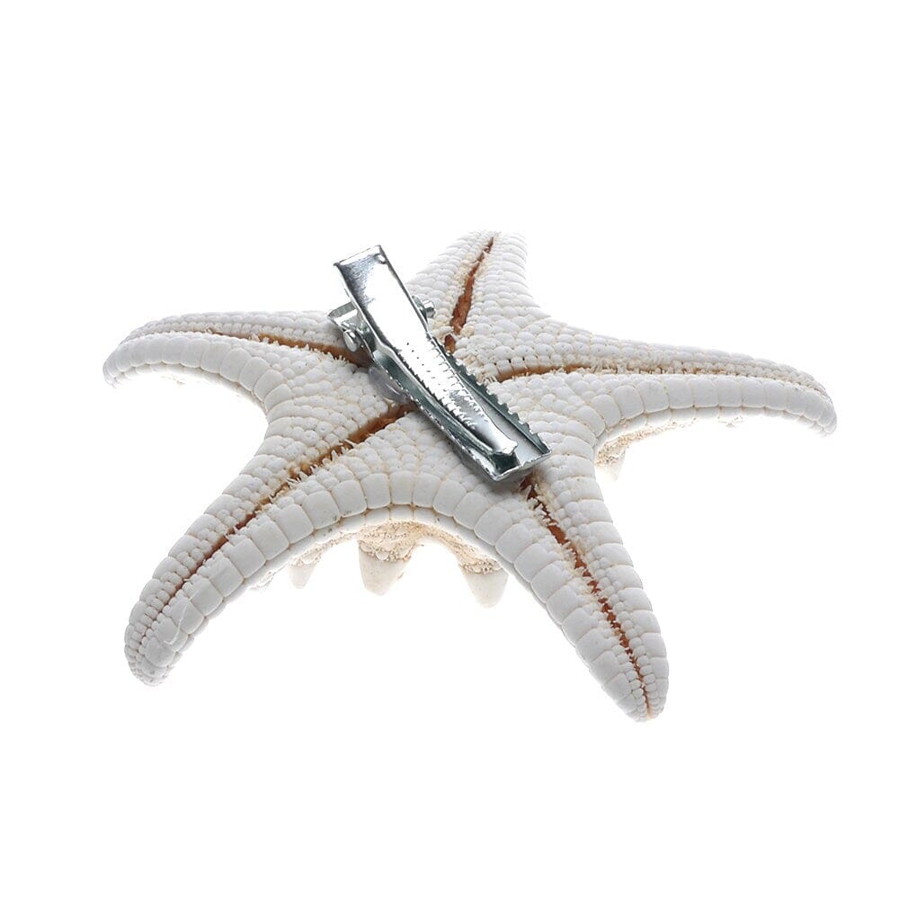Natural Starfish 2 PC Alligator Hairclip Set, Tropical Wedding Starfish Hairpiece, Hawaii Seashell Star Hairclips, Mermaid Cosplay Headpiece - KaleaBoutique.com