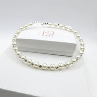 No Lock Silver Wire Tension Necklace, Bridal Minimalist Rhinestone and Pearl Flex Wire Choker Necklace - KaleaBoutique.com