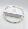 No Lock Silver Wire Tension Necklace, Bridal Minimalist Rhinestone and Pearl Flex Wire Choker Necklace - KaleaBoutique.com