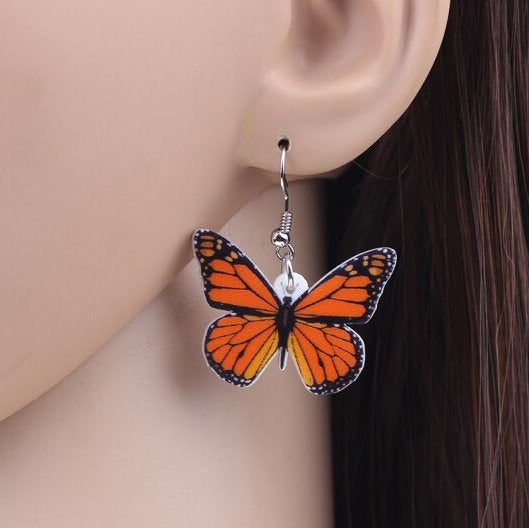 Realistic Butterfly Dangle Earrings, Women or Girl Romantic Casual Butterfly Fashion Earrings - KaleaBoutique.com