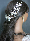 Opal White Flower Hair Comb, Bridal Opal Crystal Headpiece, Wedding Floral Gold Hairpiece - KaleaBoutique.com