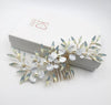 Opal White Flower Hair Comb, Bridal Opal Crystal Headpiece, Wedding Floral Gold Hairpiece - KaleaBoutique.com