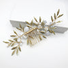 Opal White Flower Hair Comb, Bridal Opal Crystal Headpiece, Wedding Floral Gold Hairpiece - KaleaBoutique.com