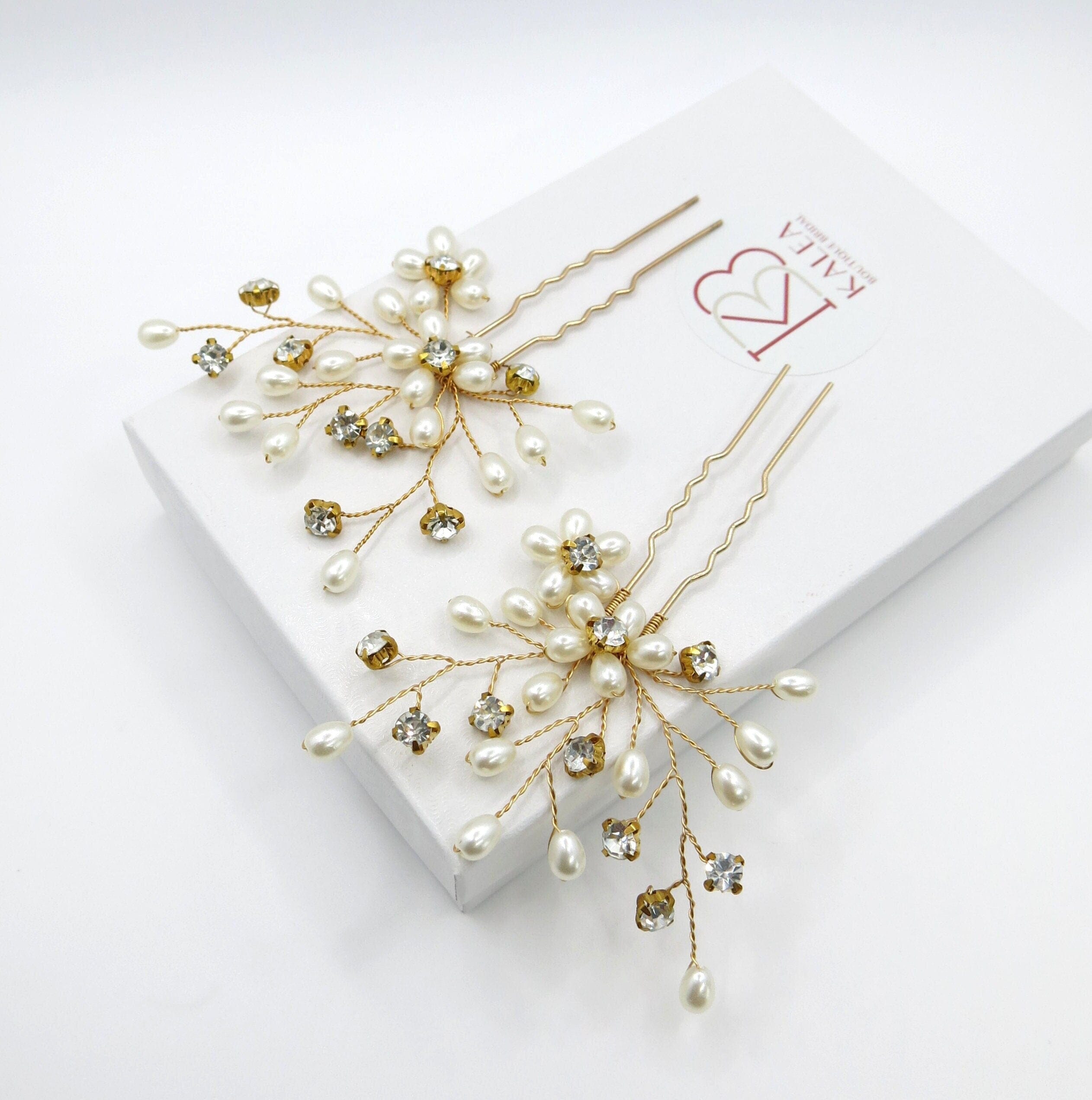 Pearl Cluster Hair Comb and Pins Set - Ivory Ivory and Co Pearl Haze Silver Comb and Hair Pin Set main image 4