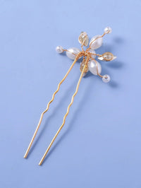Oval Pearl Opal Gem 4 PC Hairpin Set, Bridal Pearl Cluster Gold Wire Hair Pins, Minimalist Wedding Opal Style Hair Pin Set - KaleaBoutique.com