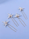 Oval Pearl Opal Gem 4 PC Hairpin Set, Bridal Pearl Cluster Gold Wire Hair Pins, Minimalist Wedding Opal Style Hair Pin Set - KaleaBoutique.com
