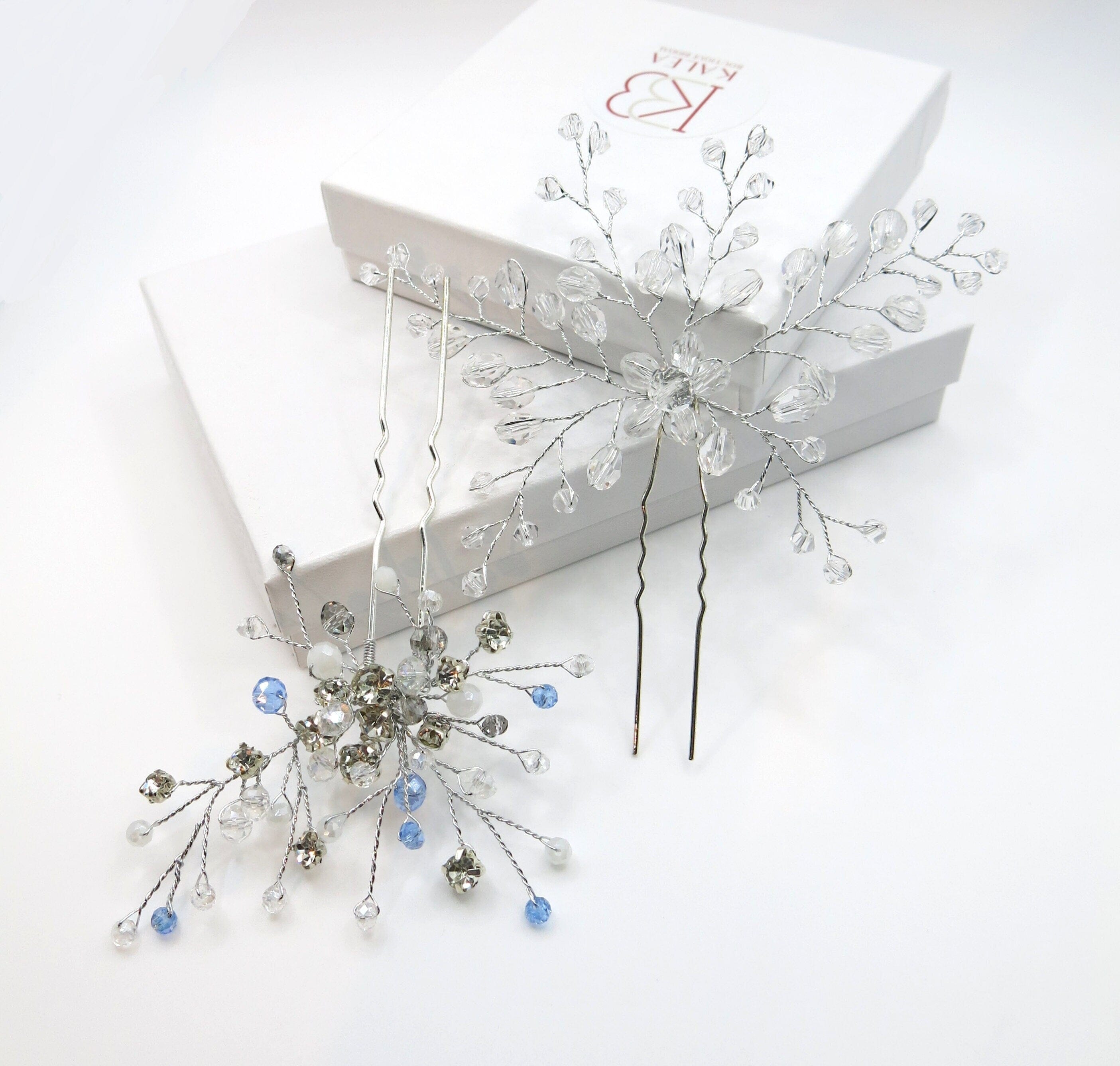 Oversized Bridal Crystal Bead Wire Hairpin, Wedding Crystal 