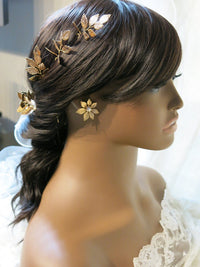 Oversized Gold Flower Pearl Studs, Wedding Bridal Floral Earrings, Large 1.2"L Stud Statement Earrings - KaleaBoutique.com