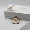 Oversized Gold Flower Pearl Studs, Wedding Bridal Floral Earrings, Large 1.2"L Stud Statement Earrings - KaleaBoutique.com