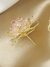 Oversized Pink Flower Stud Earrings, Wedding Bridal Fashion Large Earrings, Gold Wire Crystal Flower Studs - KaleaBoutique.com