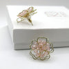 Oversized Pink Flower Stud Earrings, Wedding Bridal Fashion Large Earrings, Gold Wire Crystal Flower Studs - KaleaBoutique.com