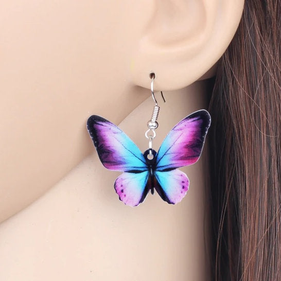 Realistic Butterfly Dangle Earrings, Women or Girl Romantic Casual Butterfly Fashion Earrings - KaleaBoutique.com