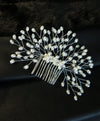 Pearl Branch Wedding Hair Comb, Bridal Silver Decorative Large Hair Comb, Wedding Oval Pearl Hairpin Headpiece for Bride - KaleaBoutique.com