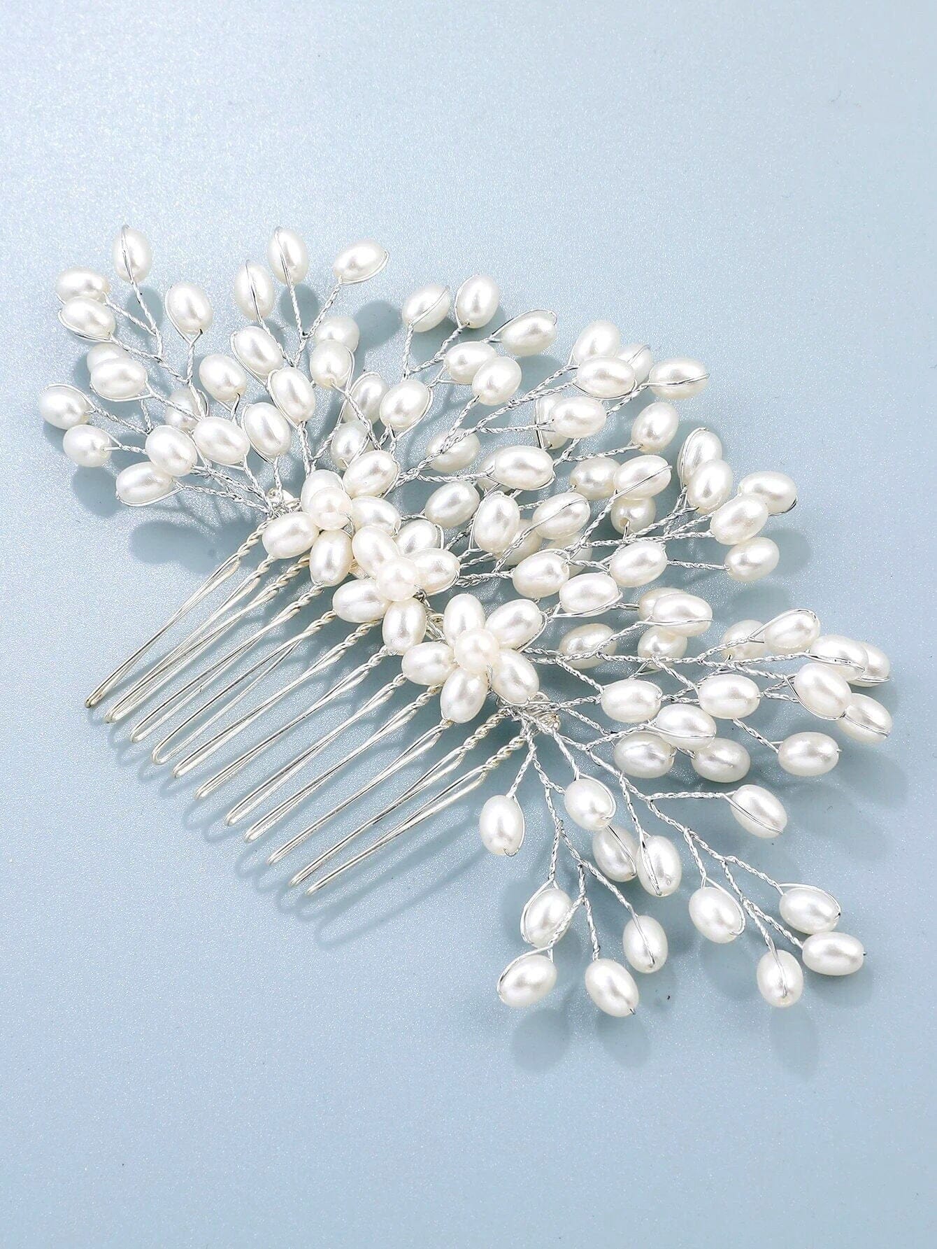 Pearl Branch Silver Hair Comb - Elegant Bridal Hair Accessory pearl-branch-wedding-hair-comb  main image 2