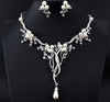 Bridal Pearl Necklace and Earrings 3 PC Jewelry Set, Wedding Silver Rhinestone Y-necklace and Pearl Earrings Set - KaleaBoutique.com