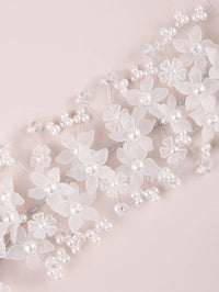 Pearl White Flower Bridal Headband, Wedding Tiara Headpiece, Bridal Luxury Floral Hair Vine, Big Bridal Hairpiece - KaleaBoutique.com