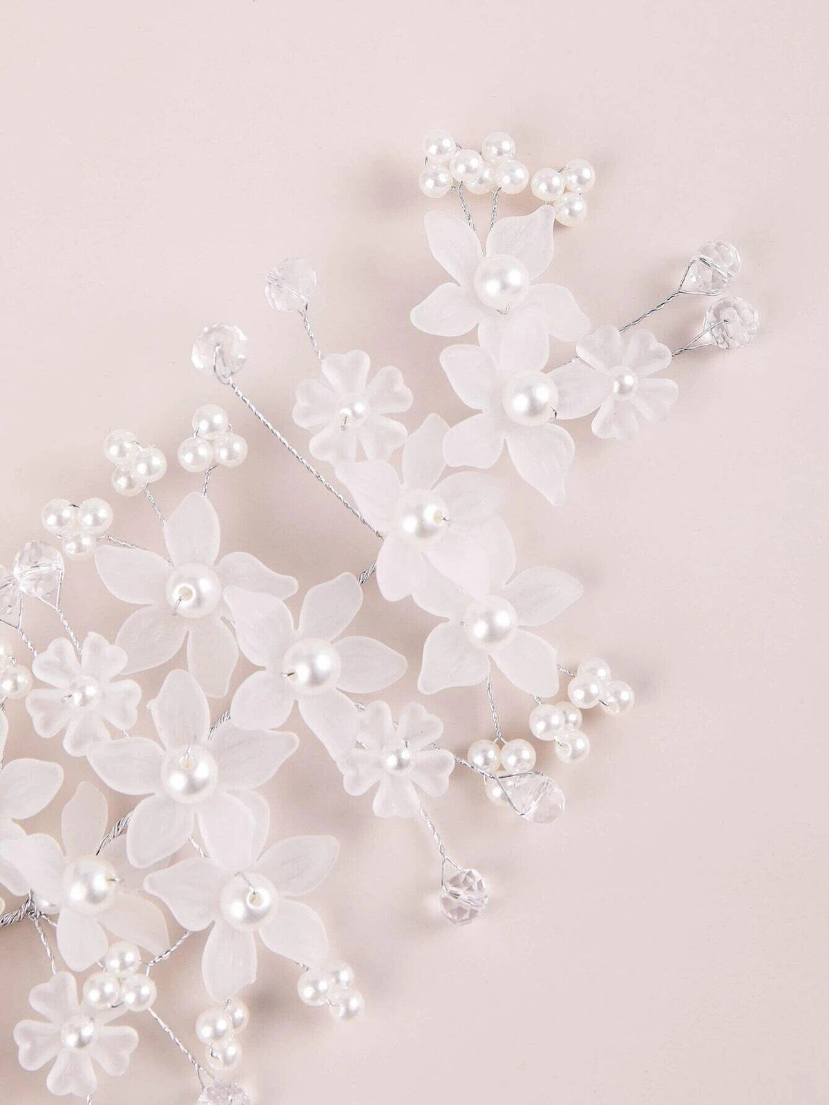 Pearl White Flower Bridal Headband, Wedding Tiara Headpiece, Bridal Luxury Floral Hair Vine, Big Bridal Hairpiece - KaleaBoutique.com