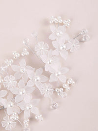 Pearl White Flower Bridal Headband, Wedding Tiara Headpiece, Bridal Luxury Floral Hair Vine, Big Bridal Hairpiece - KaleaBoutique.com