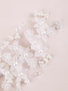 Pearl Crystal White Flower Headband, Wedding Tiara Headpiece, Bridal Luxury Floral Hair Vine, Big Bridal Hairpiece, Bride's Floral Hair Wire - KaleaBoutique.com