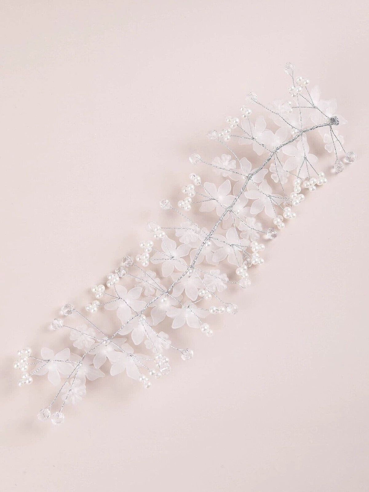 Pearl White Flower Bridal Headband, Wedding Tiara Headpiece, Bridal Luxury Floral Hair Vine, Big Bridal Hairpiece - KaleaBoutique.com